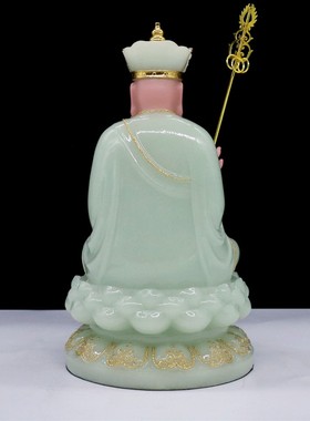 包邮玉石地藏王菩萨佛像家用供奉娑婆三圣摆件九华山地藏菩萨坐像