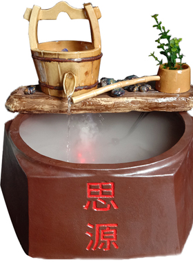创意陶瓷鱼缸过滤器流水摆件循环过滤养鱼加湿雾化禅意办公家居新