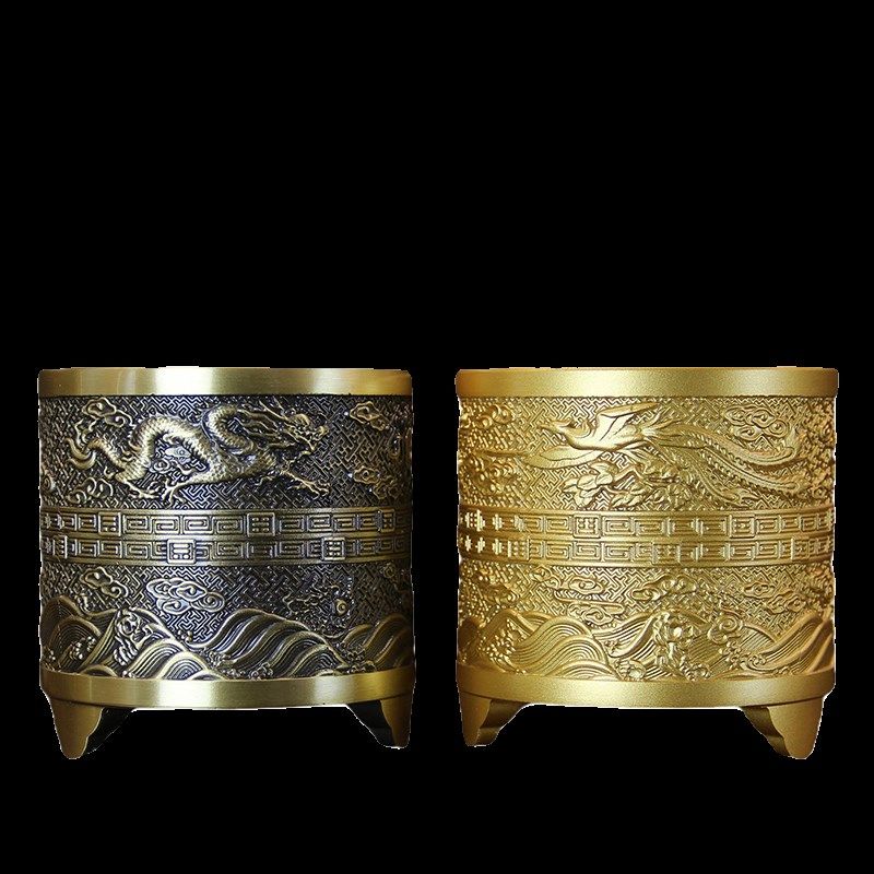 纯铜古风笔筒加厚复古文玩放笔盒大办公桌桌面摆件装饰品实用黄铜,淘宝优惠券,粉丝福利购,淘宝优惠卷