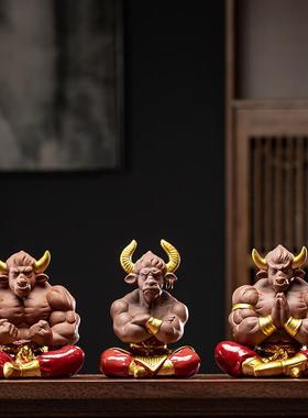 创意牛年吉祥物摆件招财玄关办公室桌面客厅家居酒柜电视柜装饰品