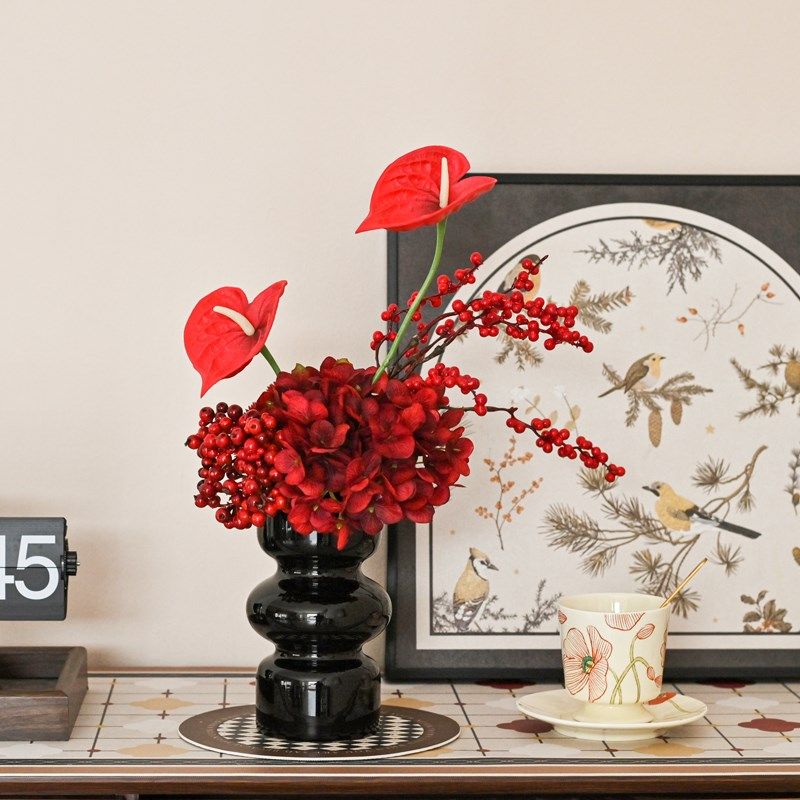 轻奢新款仿真红果假水果s红浆果高档电视柜玄关创意新中式花艺摆,淘宝优惠券,粉丝福利购,淘宝优惠卷