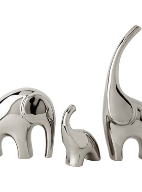 轻奢镀银陶e瓷大象摆件乔迁新居礼品家居客厅电视柜酒柜装饰品摆