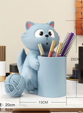 创意猫笔筒实用办公n桌收纳摆件家居饰品儿童房间桌面装饰生日礼