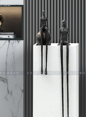 优选创意铁艺抽象人物摆件售楼处酒店大堂玄关落地雕塑金属人软装