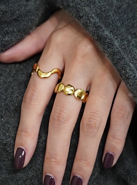 小众设计新月相戒指高级感