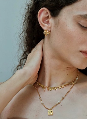 双层多花吊坠项链2025新款