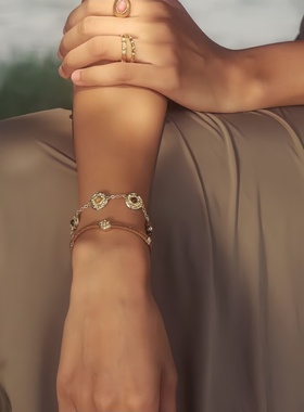 新款新中式小众铜手链套组女