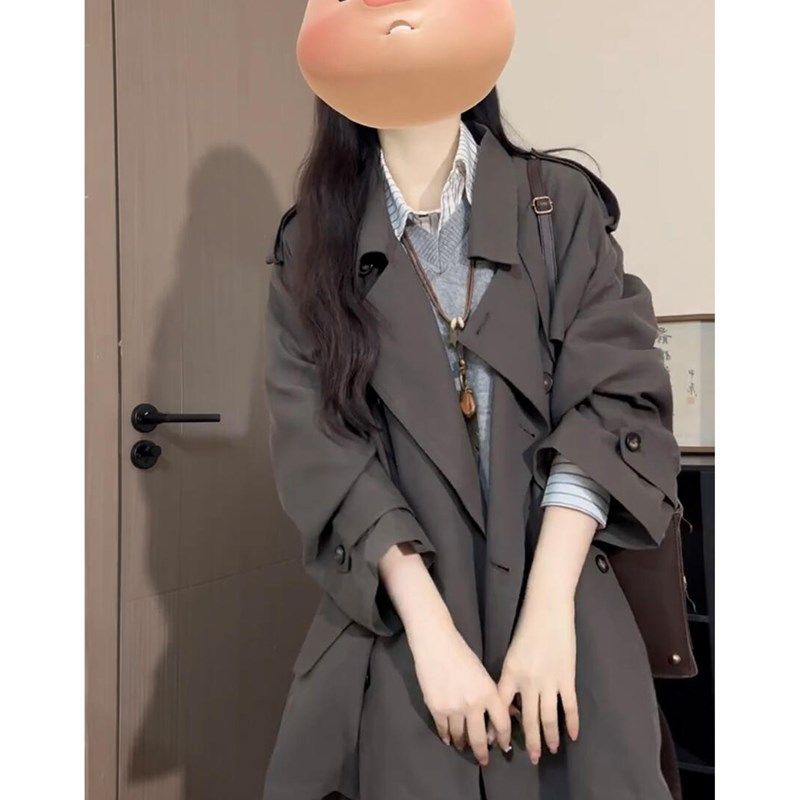 YC韩系超好看小个子宽松风衣外套女2025春秋新款宽松休闲短款大衣,淘宝优惠券,粉丝福利购,淘宝优惠卷