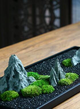 永生白发藓枯山水苔藓景观摆件酒店软装镇宅新中式样品屋展示中心