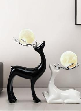 轻奢高级感麋鹿装饰摆饰客厅玄关桌面酒柜装饰摆饰电视柜乔迁礼品