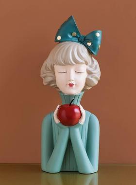 北欧轻奢卡通摩登女郎蝴蝶结泡泡女孩摆件客厅玄关酒店家居装饰品