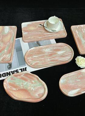Borgley粉末珠宝储存托盘饰品天然大理石挪威红托盘芳香疗法珠宝