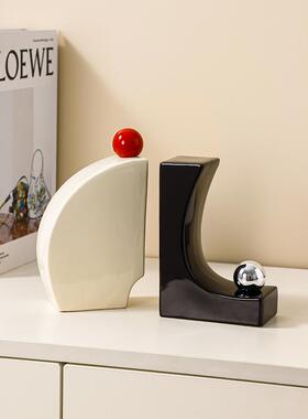 客厅酒柜电视柜陶瓷家居装饰品异形书挡创意摆件桌面书立书桌书档