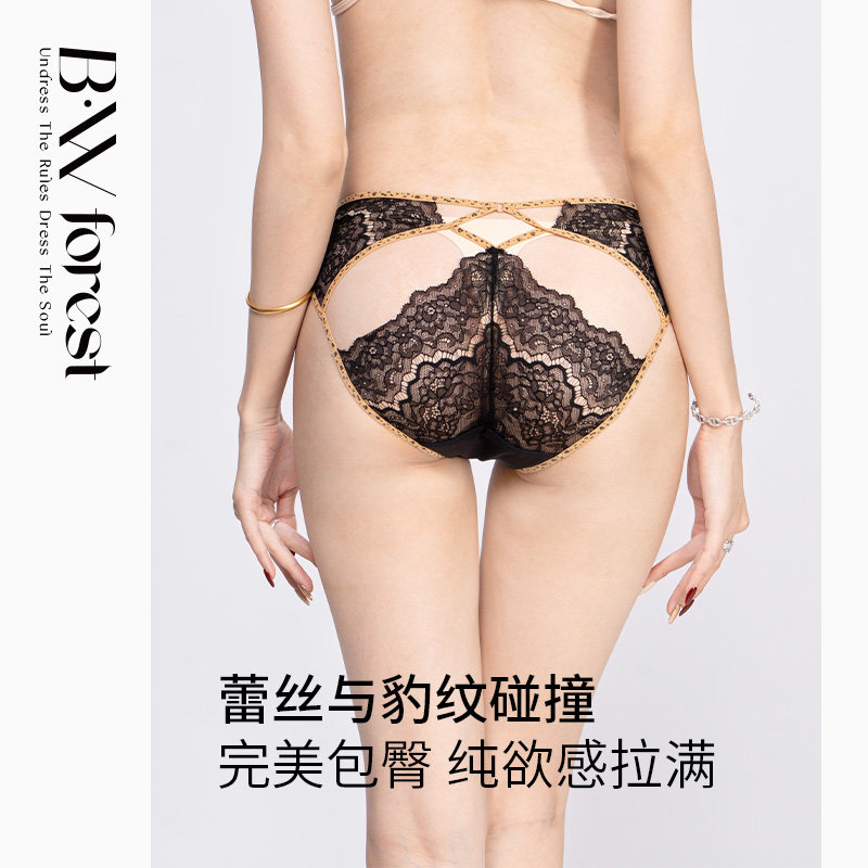 BWFOREST法式蕾丝性感内裤女纯棉抗菌裆交叉设计镂空低腰三角短裤,淘宝优惠券,粉丝福利购,淘宝优惠卷