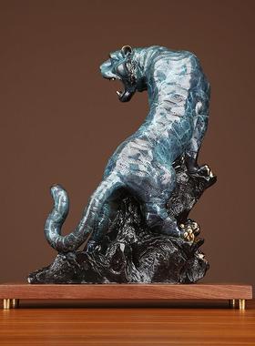 黄铜上山虎老虎摆件生肖虎吉祥物家居客厅办公室公司装饰品礼品