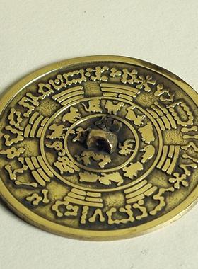 纯铜平面镜十二生肖八卦镜圆形铜镜