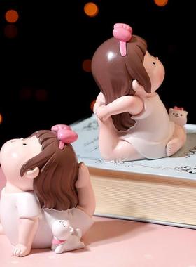 瑜伽女孩装饰房间卧室可爱愈合小号人物桌面装饰树脂娃娃小礼物