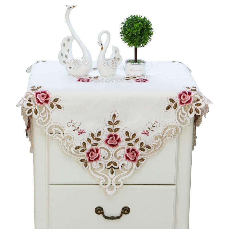 高档刺绣卧室床头柜罩布艺盖布绣花田园欧式防尘盖巾桌布台布方巾,淘宝优惠券,粉丝福利购,淘宝优惠卷
