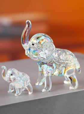 创意欧式轻奢简约水晶可爱大象小象家居桌面客厅展示柜玻璃柜摆件
