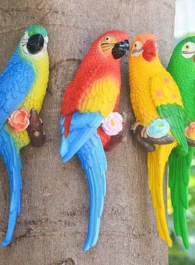 仿真假小鸟金刚鹦鹉凤头墙壁挂饰树脂工艺品创意家居挂吊摆件甩卖