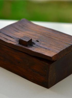 Shimaha泰国手工艺品木雕收纳盒首饰盒桌面饰品实木名片盒方形创