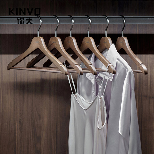 锦芙高端实木衣架挂裤子专用植绒裤架挂裙子无痕高档复古木质裙夹 - 图2