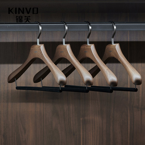 锦芙高端实木衣架挂裤子专用植绒裤架挂裙子无痕高档复古木质裙夹 - 图3