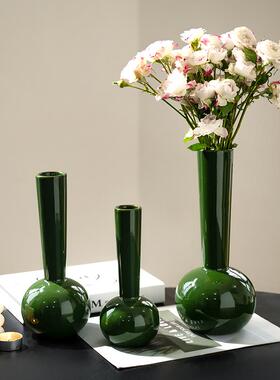中古风小众高级感长颈陶瓷花瓶水养鲜花插花蝴蝶兰客厅餐桌摆件