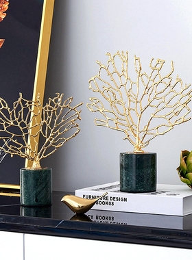 优选创意发财树摆件高档轻奢招财水晶客厅酒柜电视柜家居办公室装
