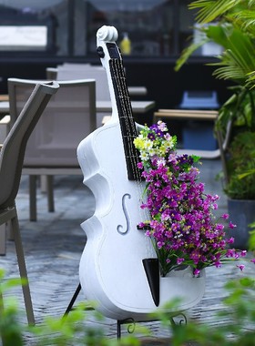 优选庭院户外花园大提琴落地摆件房地产新店开业别墅阳台装饰布置
