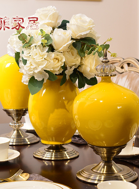 优选轻奢创意摆件家居饰品客厅单色釉陶瓷花瓶餐桌酒柜电视柜玄关