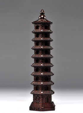 优选黑檀木雕刻9层文昌塔摆件木制文昌塔九层家居客厅玄关装饰工