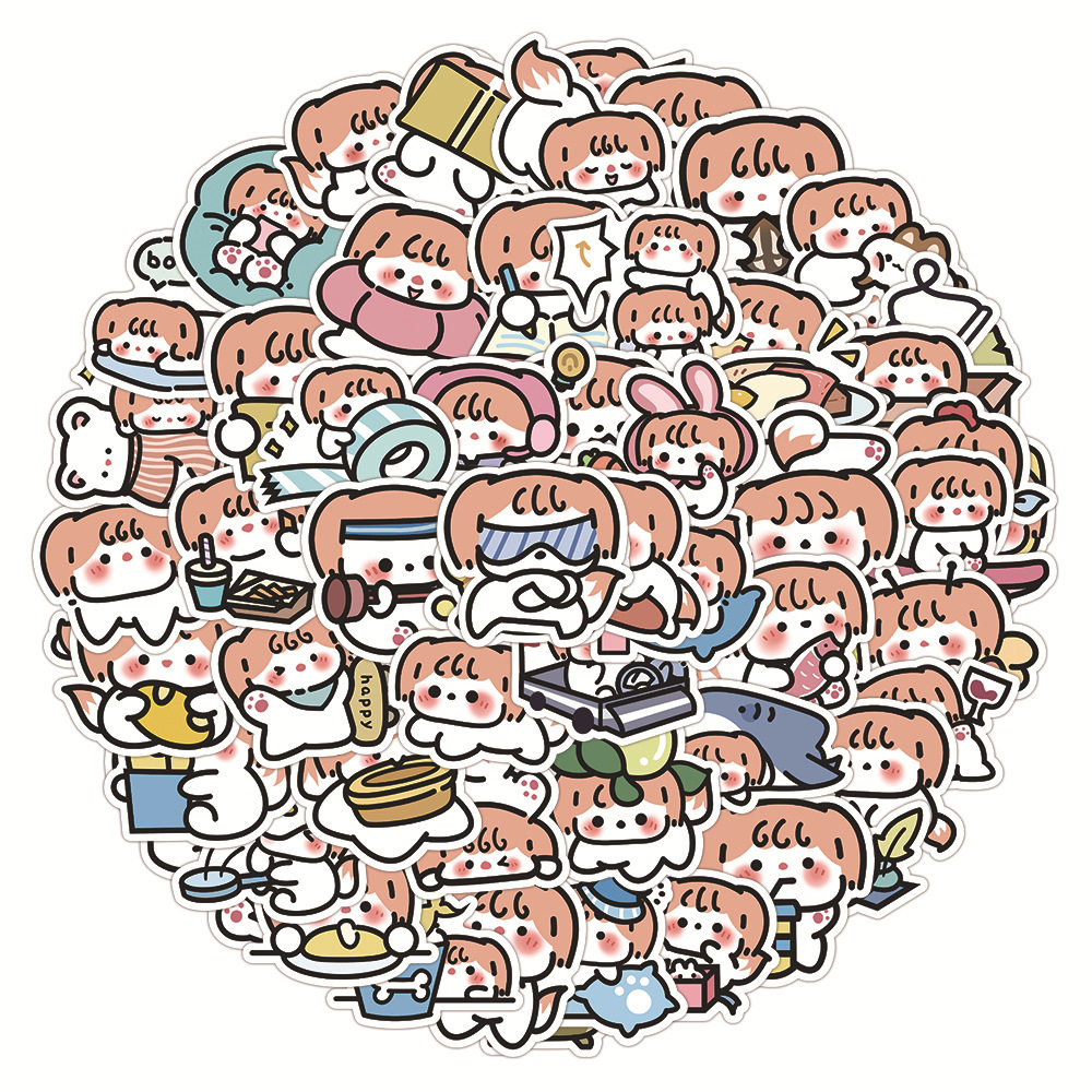 60张原创小狗日记贴纸手账diy笔记本行李箱头盔防水贴画,淘宝优惠券,粉丝福利购,淘宝优惠卷