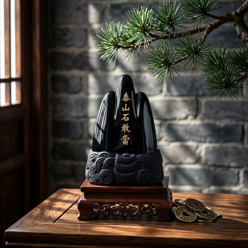 天然黑曜石泰山石敢当摆件烫金高山大山山峰家居水晶饰品桌面摆设,淘宝优惠券,粉丝福利购,淘宝优惠卷