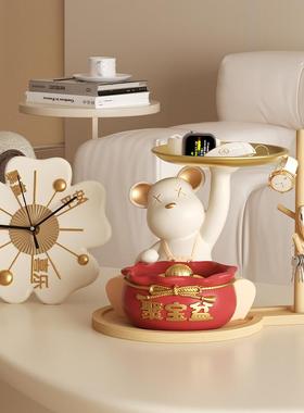 进门口暴力熊放钥匙收纳摆件玄关聚宝盆客厅置物架装饰品乔迁礼物