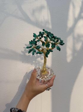 发财树摆件桌面合金水晶客厅卧室送礼摆件高档