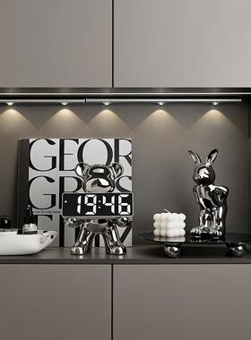 轻奢高档暴力熊入户玄关钥匙收纳装饰品摆件家居客厅乔迁礼物时钟