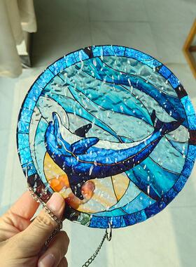 TYU515-536 石波纹亚克力挂件飞鸟海豚动物Stained Glass窗装饰