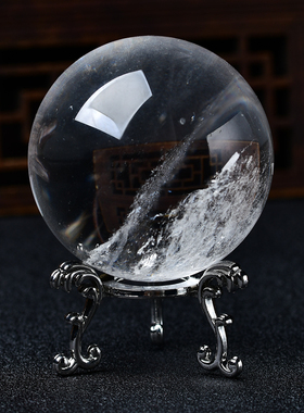 精选天然白水晶球圆球家居办公客厅卧室天然水晶原石手工打磨水晶