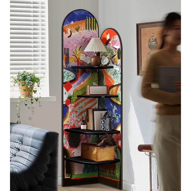 客厅落地转角装饰摆件柜画色彩艺术多层置物架书柜夹缝墙角收纳柜,淘宝优惠券,粉丝福利购,淘宝优惠卷
