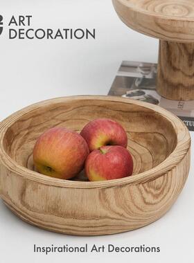 中古侘寂黑色碳化原木托盘果盘样板间别墅厨房玄关软装饰品摆件