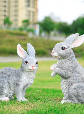 仿真动物兔子摆件花园庭院子户外草坪地园林景观装饰装饰树脂雕塑