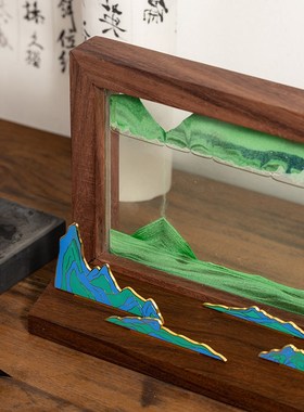 马鹿流沙画千里江山珐琅彩客厅装饰摆件中国风高档刻字定制礼品