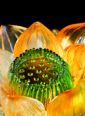 优选古法琉璃莲花摆件荷花供奉家居佛堂烛台供花手工寺院桌面工艺