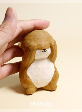 优选可爱手工木雕水獭摆件治愈情绪摆件工位解压办公桌电脑桌摆件