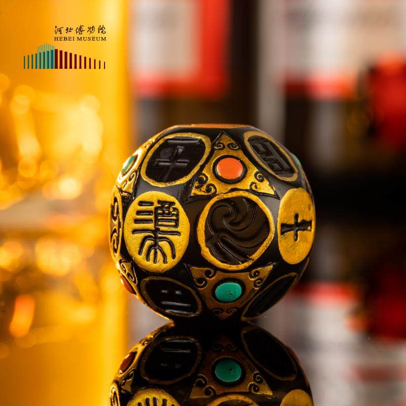 河北省博物院文创冰箱贴树脂错金铜骰创意磁吸冰箱贴骰子3d立体款