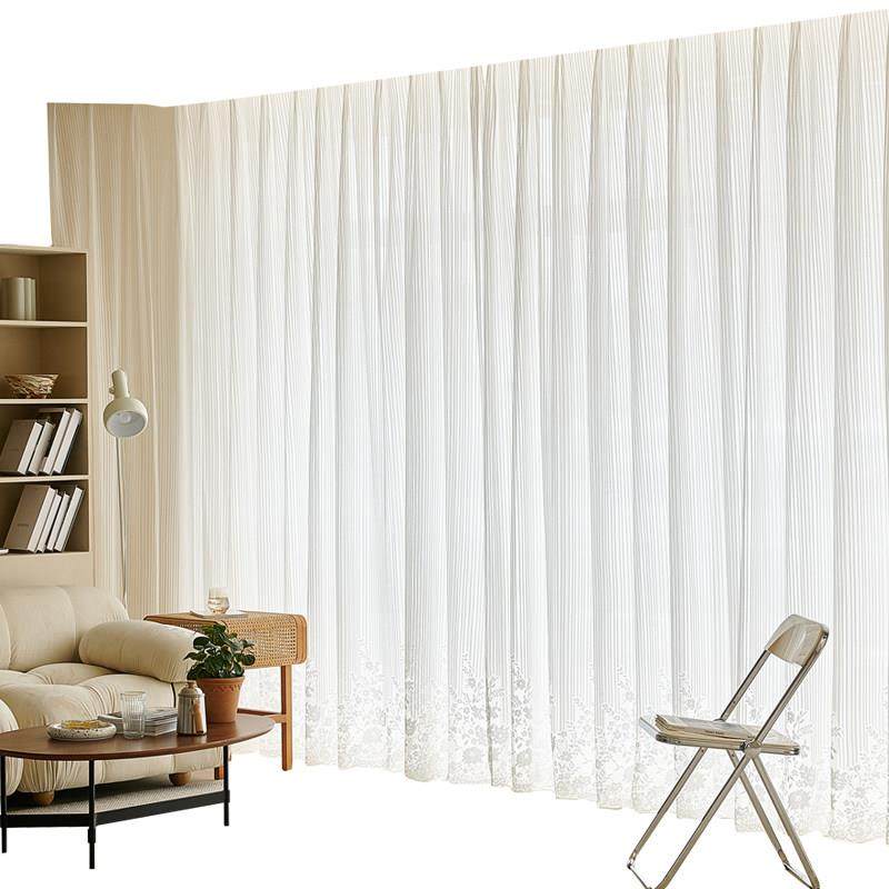 法式轻奢蕾丝窗帘纱帘百叶纱窗纱花卉条纹阳台纱隔断客厅飘窗白纱,淘宝优惠券,粉丝福利购,淘宝优惠卷