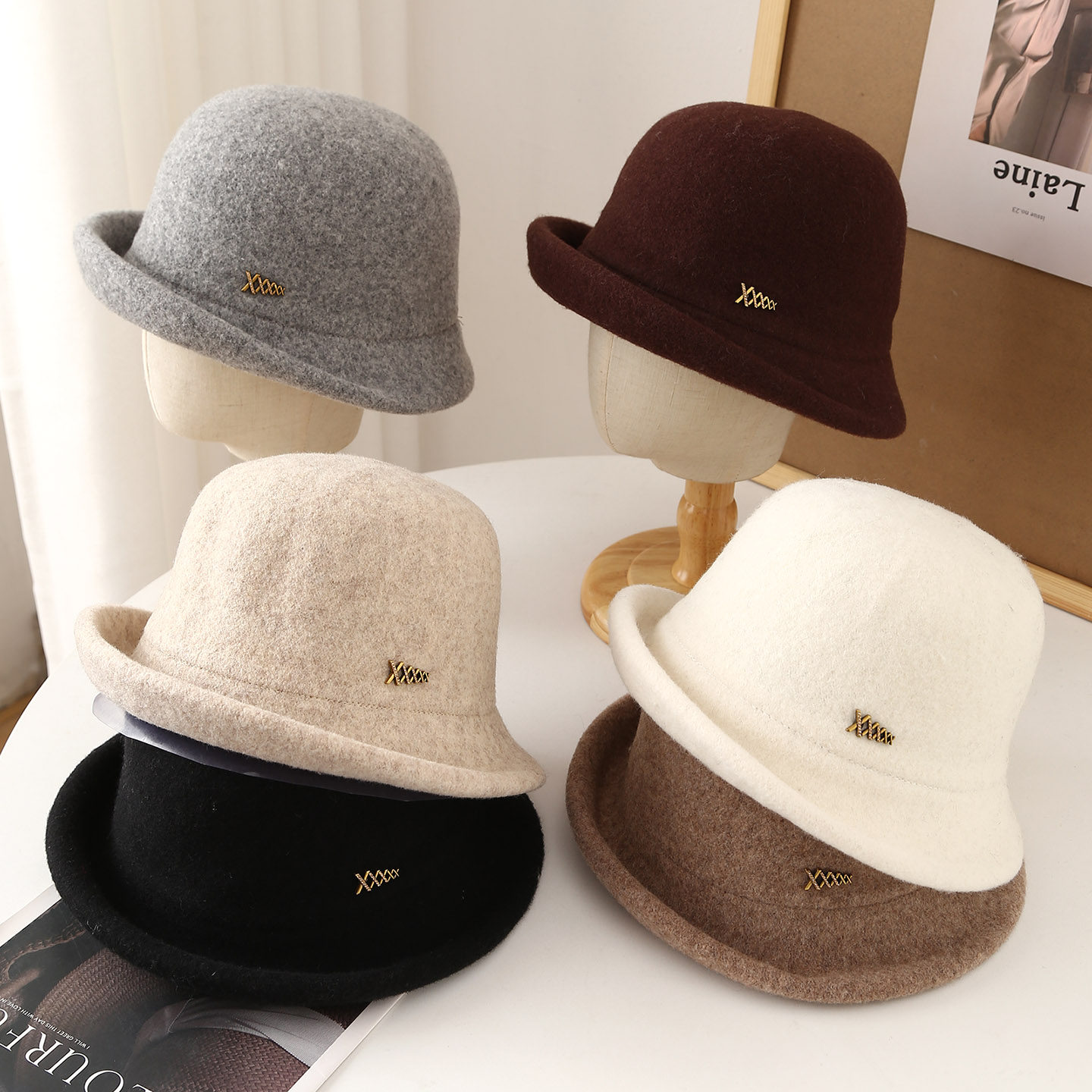 毛呢妈妈帽子女士秋冬季礼帽显气质洋气时尚百搭渔夫帽中老年盆帽,淘宝优惠券,粉丝福利购,淘宝优惠卷