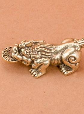 黄铜招财进宝貔貅摆件咬钱貔貅家居客厅装饰桌面茶宠工艺品装饰品