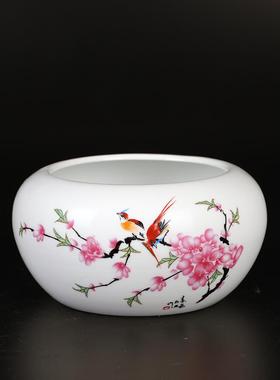 景德镇陶瓷器小鱼缸睡莲盆碗莲乌龟缸水族笔洗养鱼盆缸工艺品摆件